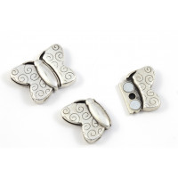 GLUE IN MAGNETIC CLASP BUTTERFLY ANTIQUE SILVER 28X21MM*